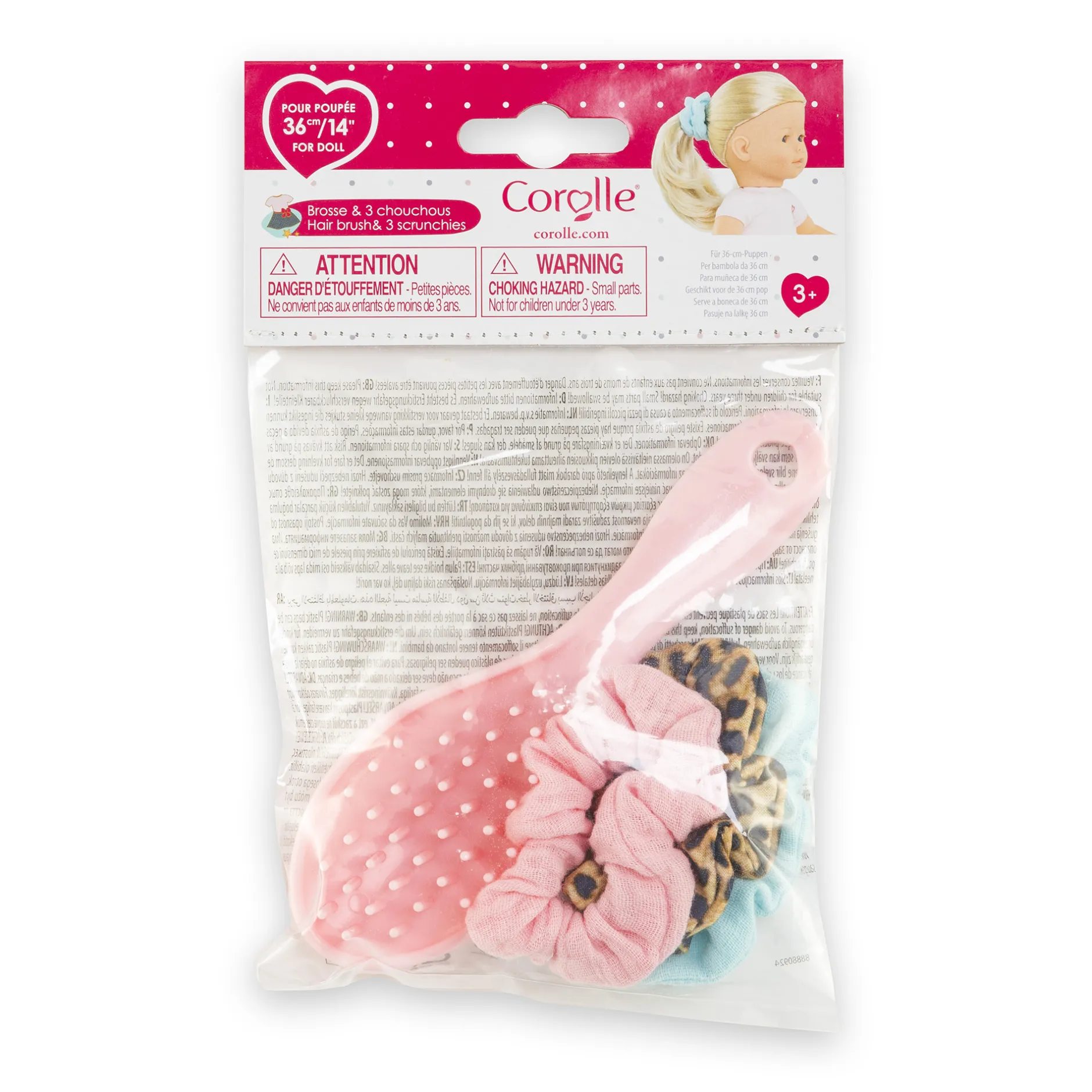 Corolle Ensemble Brosse et 3 Chouchous pour poupée ma Hot