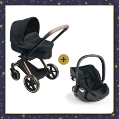 Corolle Ensemble Landau 3 en 1 Priam Cybex + Porte-poupon Cybex Noir Hot