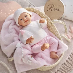 Corolle Poupon Rose et Couffin Tressé Peluche Rose Clearance