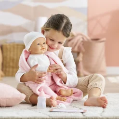 Corolle Poupon Rose et Couffin Tressé Peluche Rose Clearance