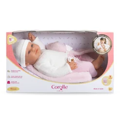 Corolle Poupon Rose et Couffin Tressé Peluche Rose Clearance