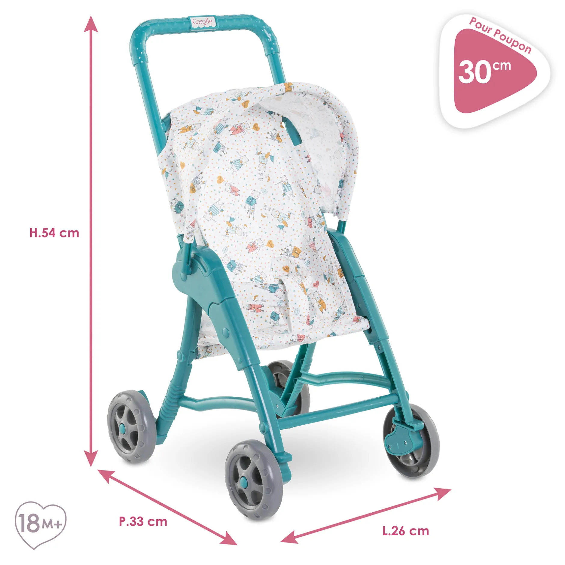 Corolle Poussette Oursons pour poupon 30 cm Outlet