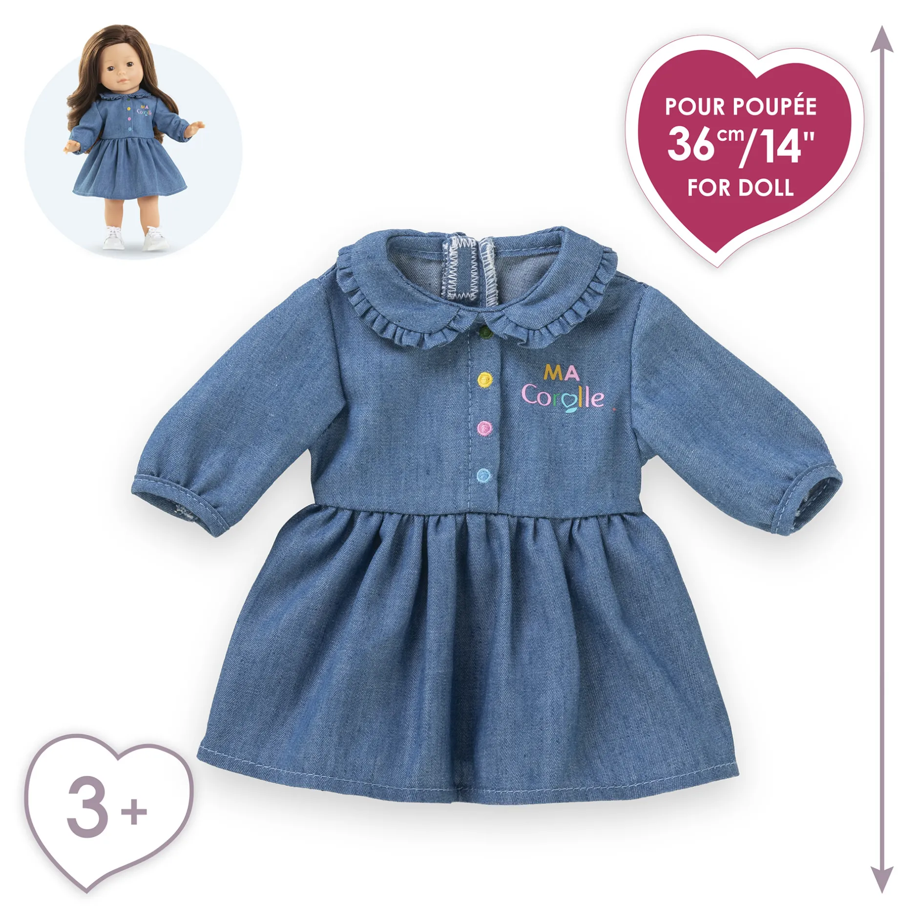 Corolle Robe Denim Manches Longues pour poupée ma New