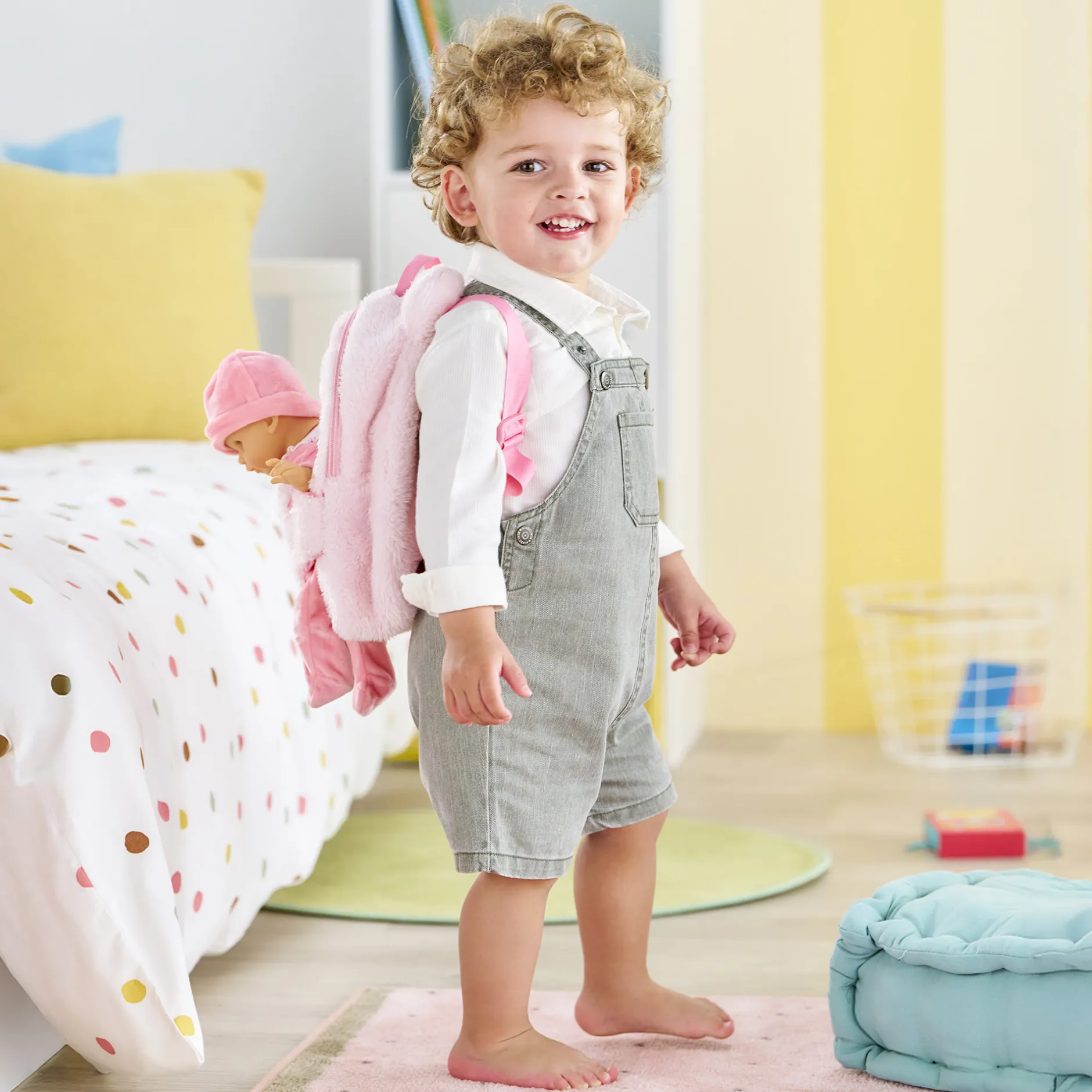 Corolle Sac à Dos Porte-Poupon Peluche Rose pour poupon 30 cm Sale