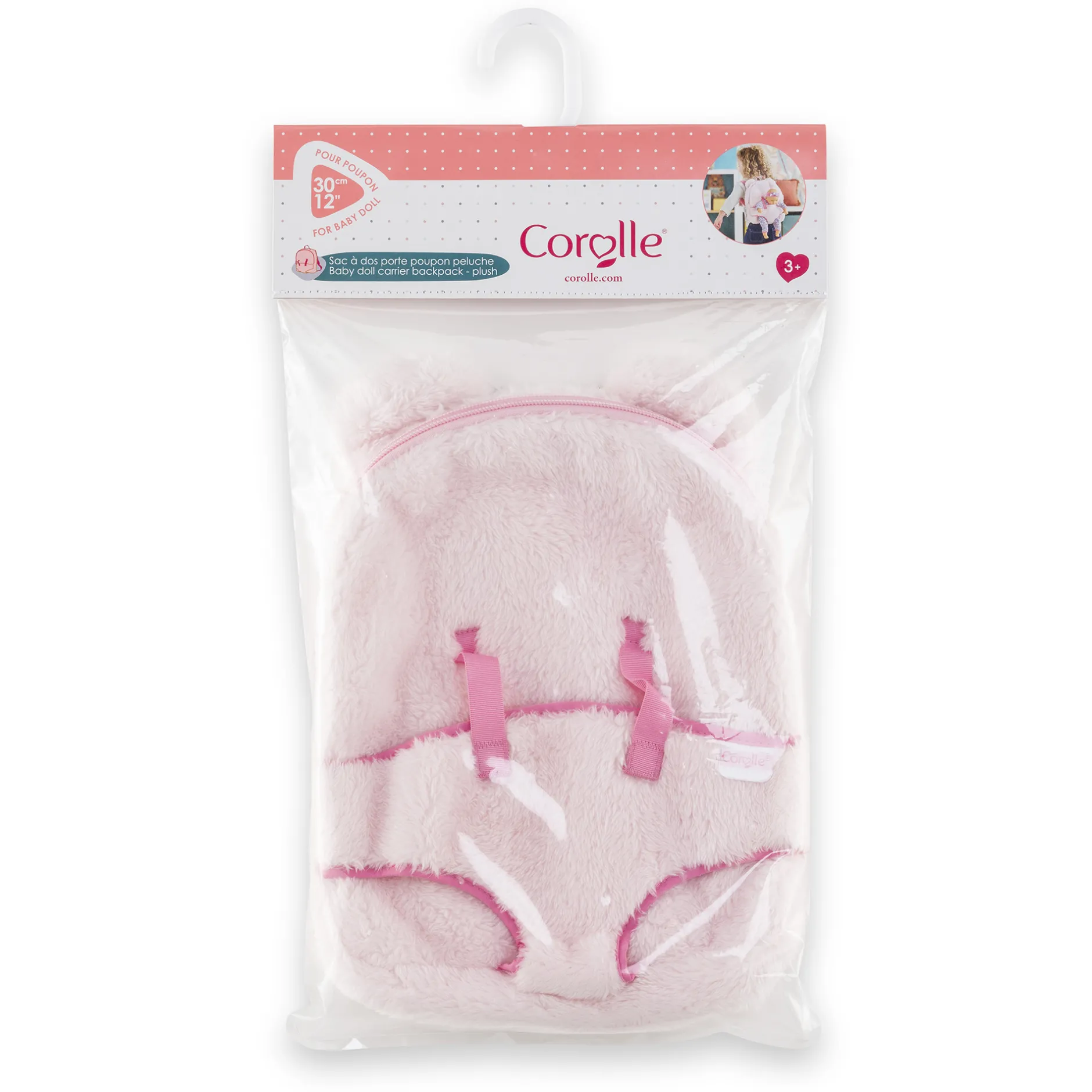 Corolle Sac à Dos Porte-Poupon Peluche Rose pour poupon 30 cm Sale