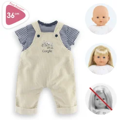 Corolle T-Shirt et Salopette Écru Bords de Loire pour poupon 36 cm