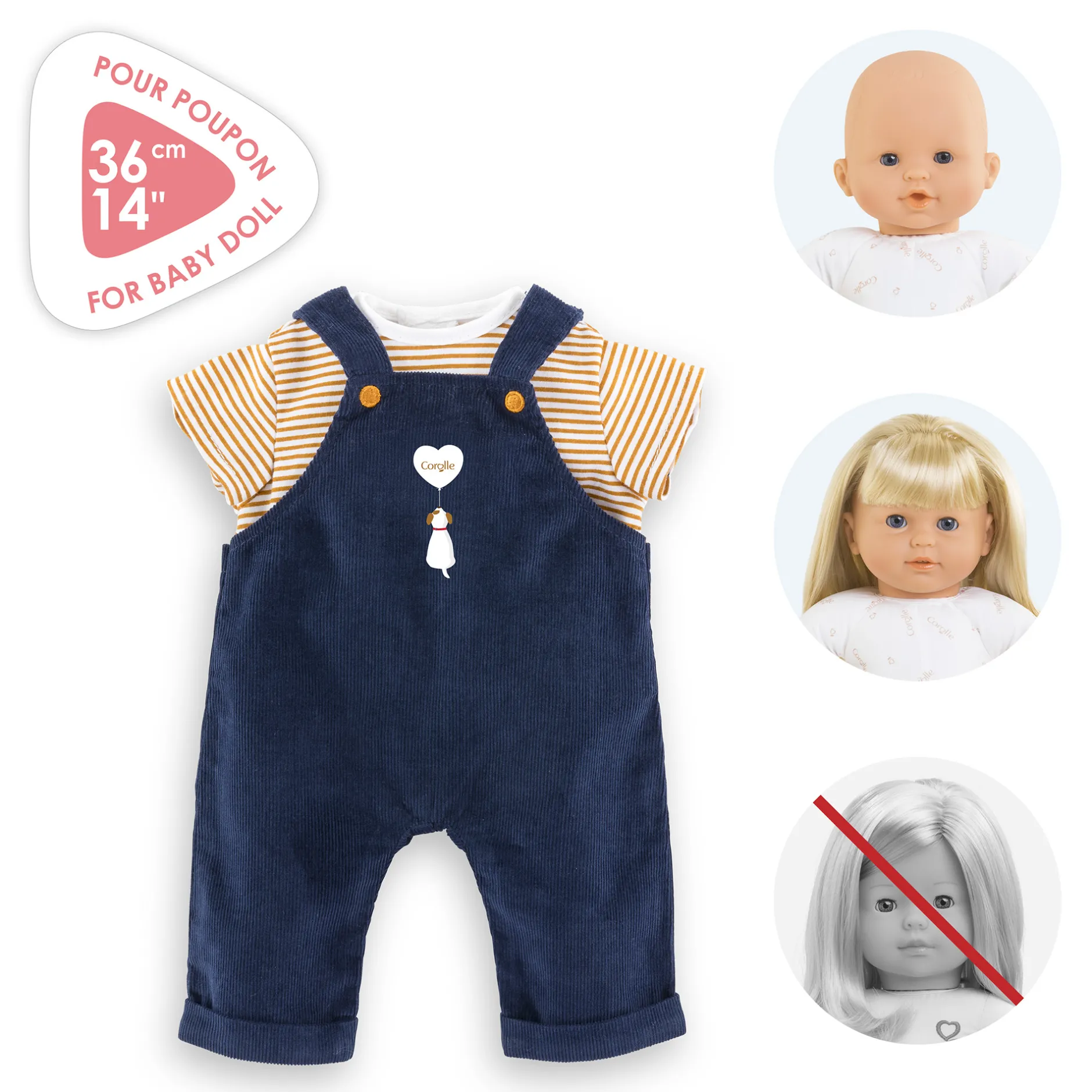 Corolle T-shirt et Salopette Marine pour poupon 36 cm